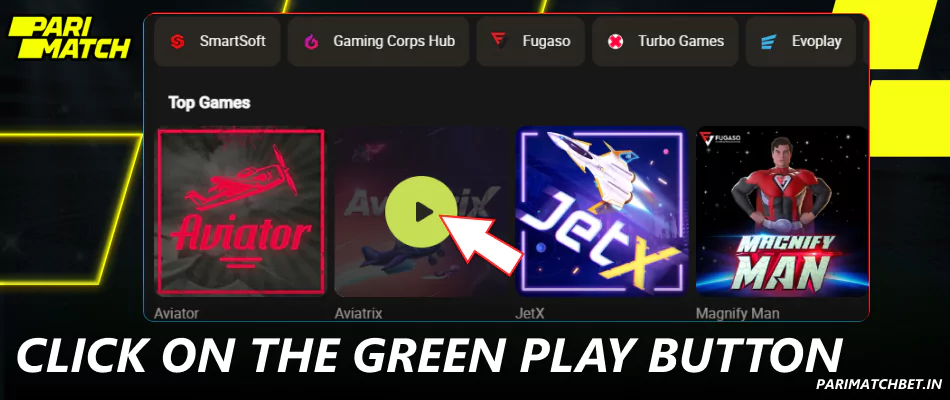 Click on the green Play button to start playing the game on Parimatch