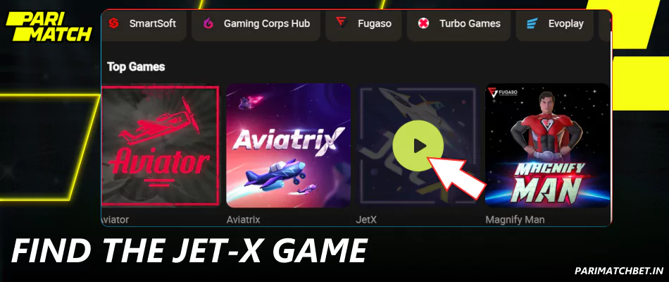 Find the Jet-X game on Parimatch