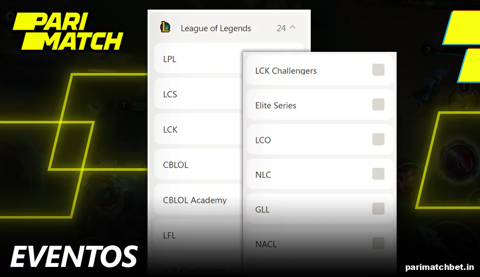 Campeonatos de League of Legends para jogadores da Parimatch Brasil