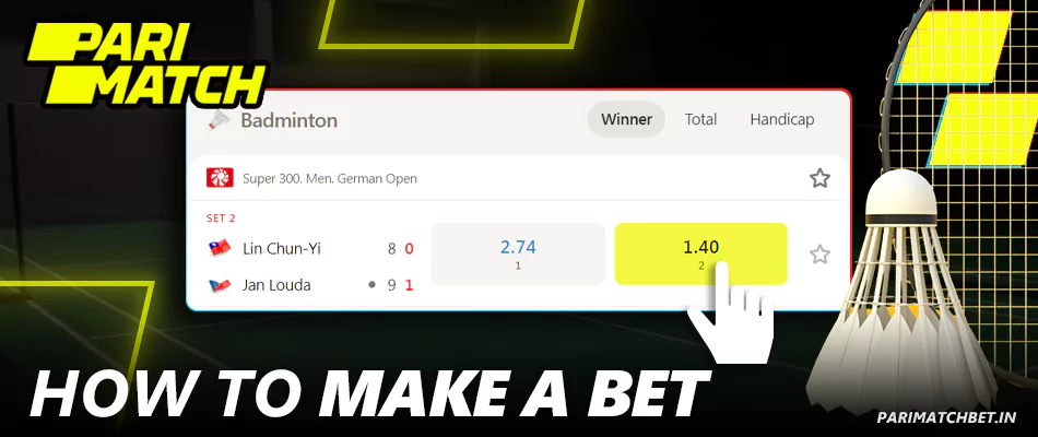 Instructions on how to bet on Badminton at Parimatch India