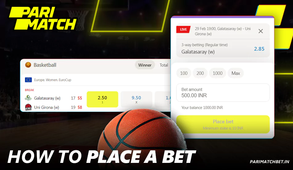 Instructions on how to bet on Basketball at Parimatch India