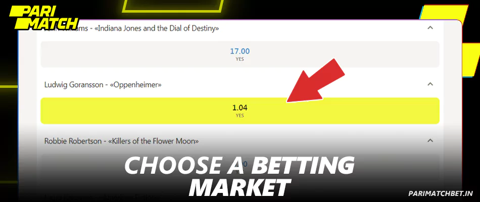 Choose a betting market at Parimatch