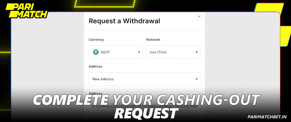 Fill in the required data for withdrawal from Parimatch