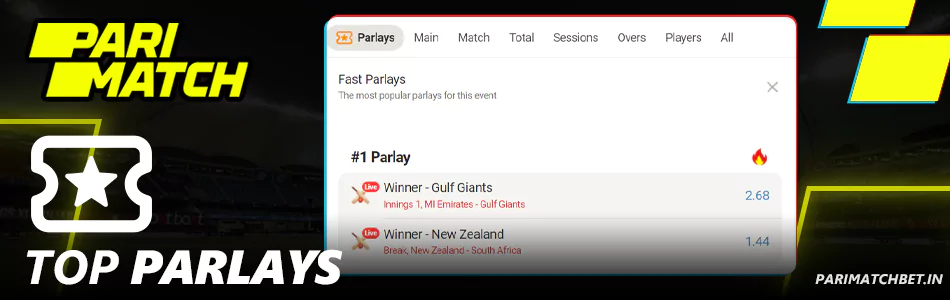 Top Parlays option at Parimatch sportsbook