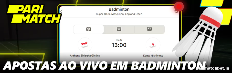 Apostas ao vivo em badminton na Parimatch no Brasil