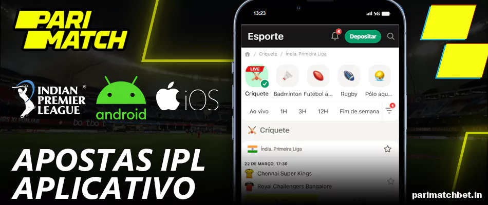 Aplicativo de apostas Parimatch IPL para Android e iOS